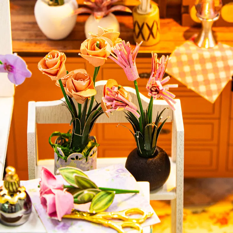 ชุดบ้านตุ๊กตาไม้จิ๋ว พร้อมฟิกเกอร์ ตัวต่อ 3 มิติ ของเล่นประกอบแบบจำลอง ตกแต่งบ้าน ห้องนอน ของขวัญบ้านตุ๊กตา