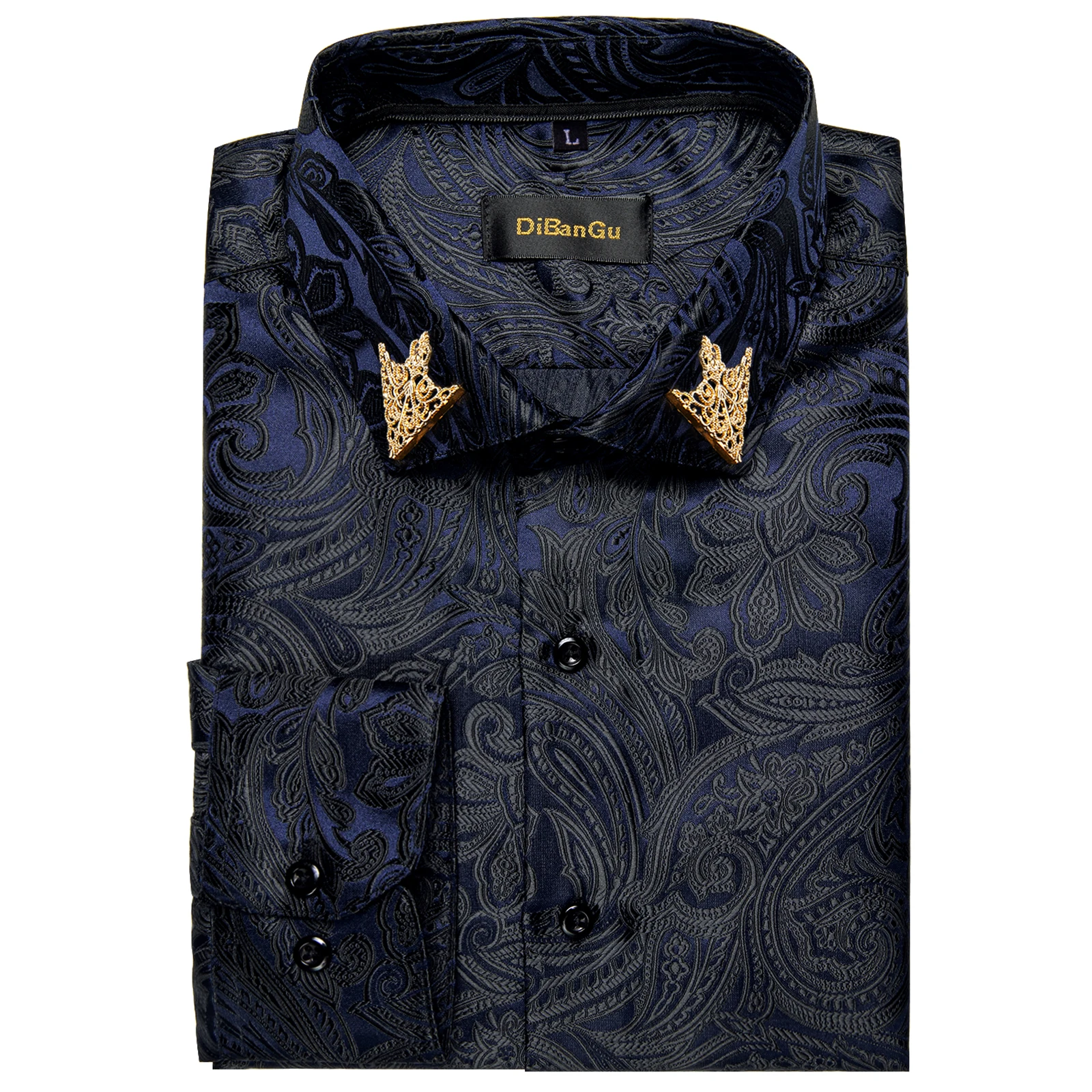 Mens Luxurious Paisley Pattern Long Sleeve Dress Shirt, Floral Slim Fit Button Down Top, Multi Colors for Prom Evening