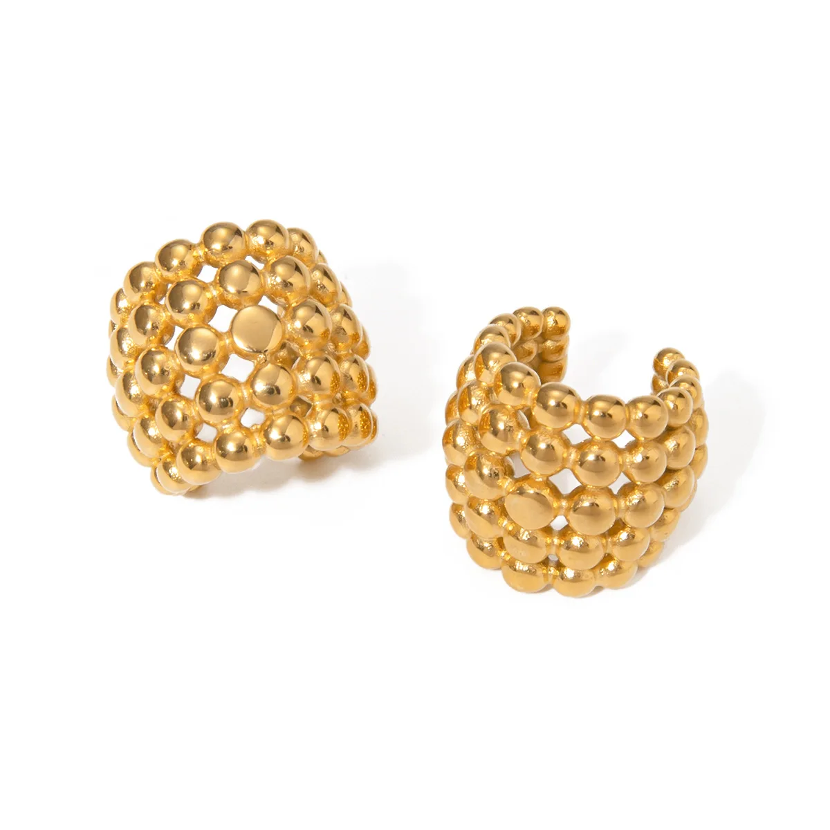 

Stainless Steel PVD 18K Gold Plated Tarnish Waterproof Cutout Ear Clip For Woman Jewelry Wholesale INS
