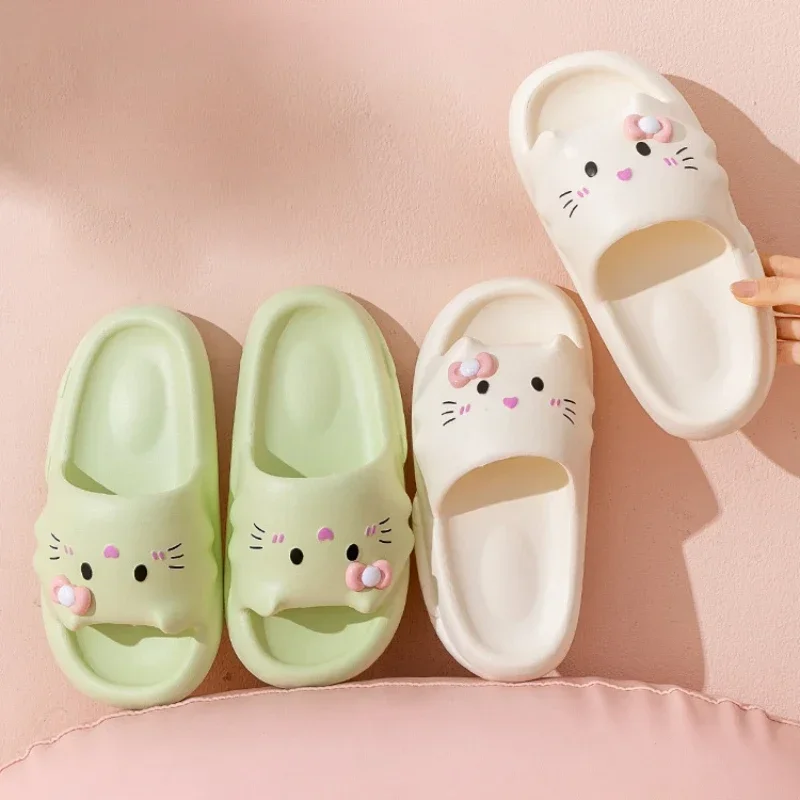 Women House Slippers Cloud Cat Cartoon Cute Funny Sandals Couples Summer Flip Flops Eva Female Male Beach Slides Home Shoes