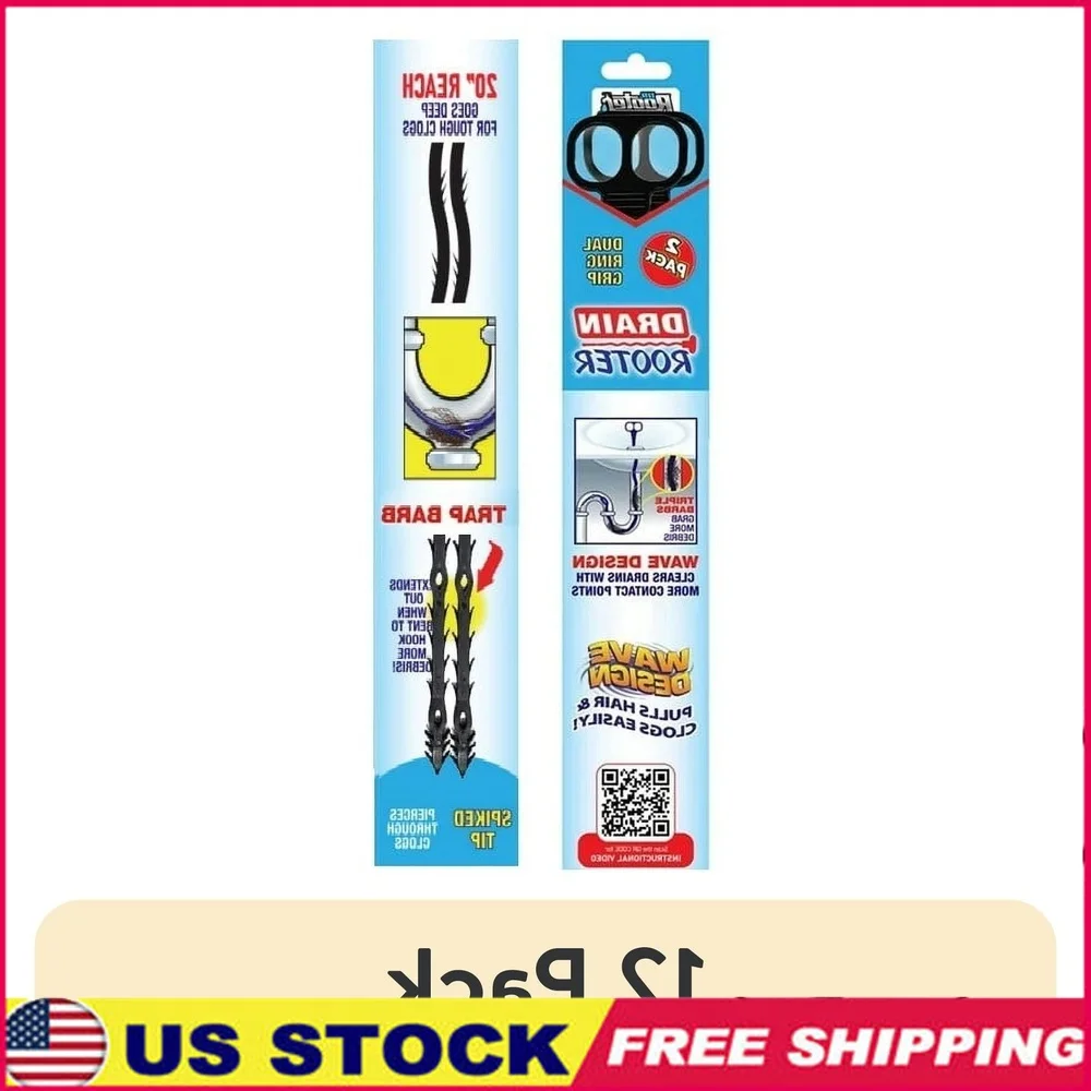 

12 Pack 20 Inch Drain Snake with 46 Trap Spikes Non Toxic Reusable Clog Remover Sinks Bathtubs Lightweight Handheld