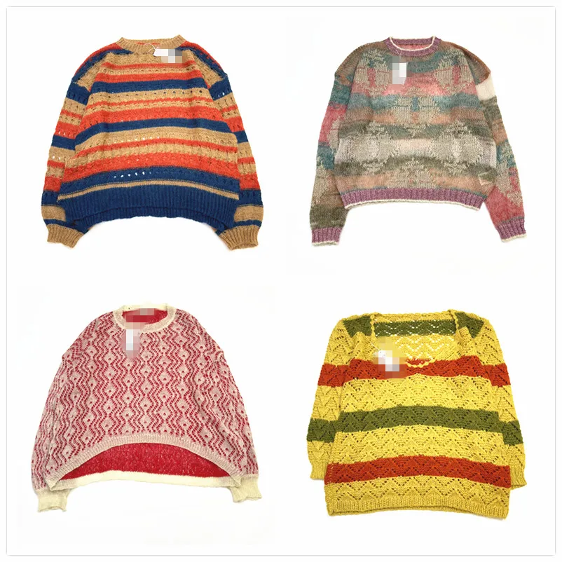 

Vintage Autumn Winter Twist Knit Sweater Fair Isle Silk Outerwear Candy Color Art Sle Women's Faion Top