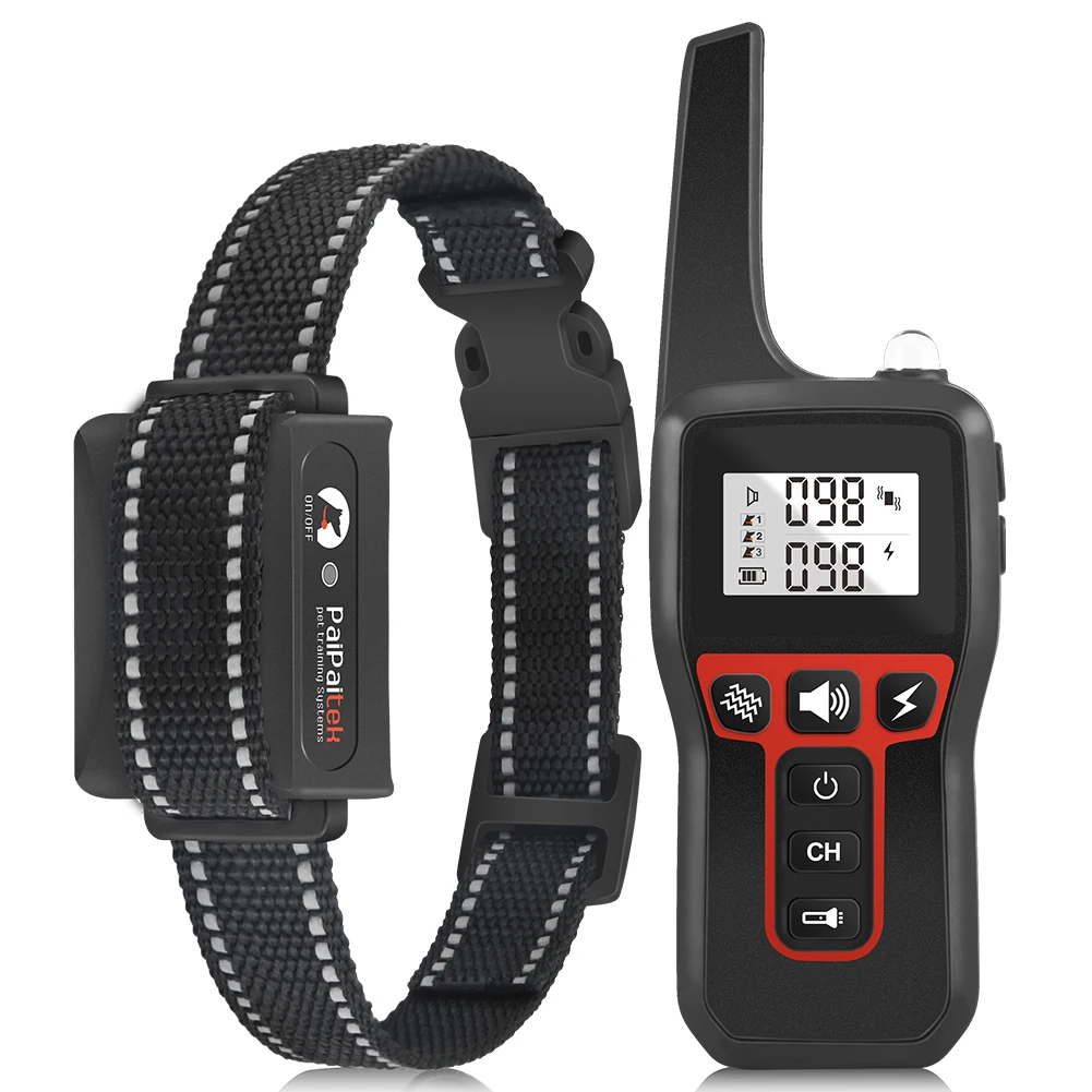 Dog Training Collar with Remote Behavior Correction Beep Vibration Static Stimulation 1000m Range LCD Display IPX7 Waterproof