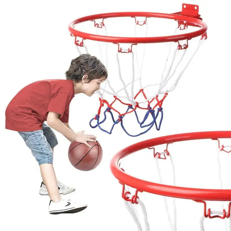 Kids Small Door Mounted Wall Hanging Basketball Hoop Rim With Screws Mounted Goal Net, Indoor Outdoor Shooting Practice