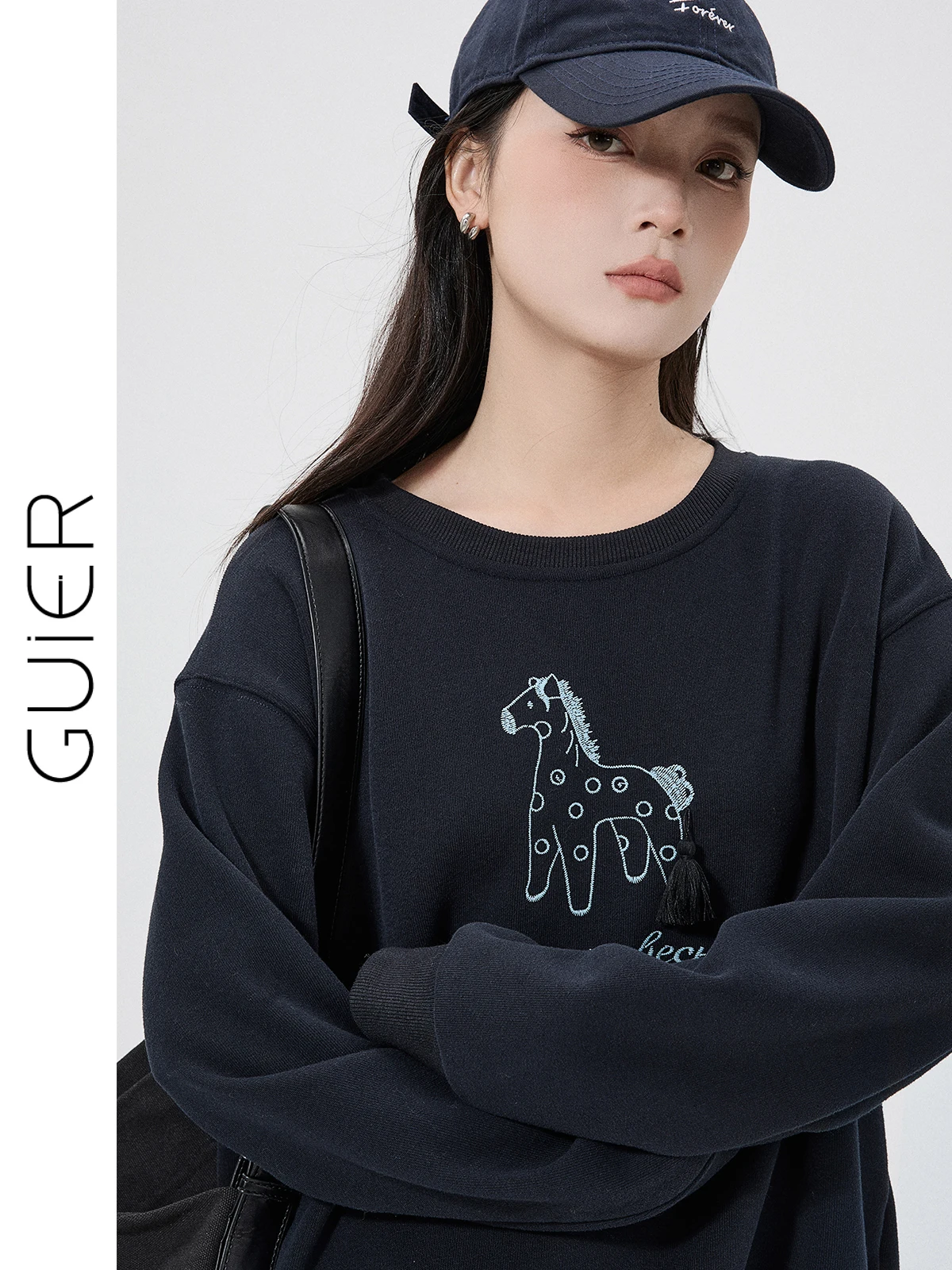 

Women's Fce Lined Embroidered Sweatirt Casual round Ne Loose Fit Slimming Winter 2025 New Sle Comfortable Top