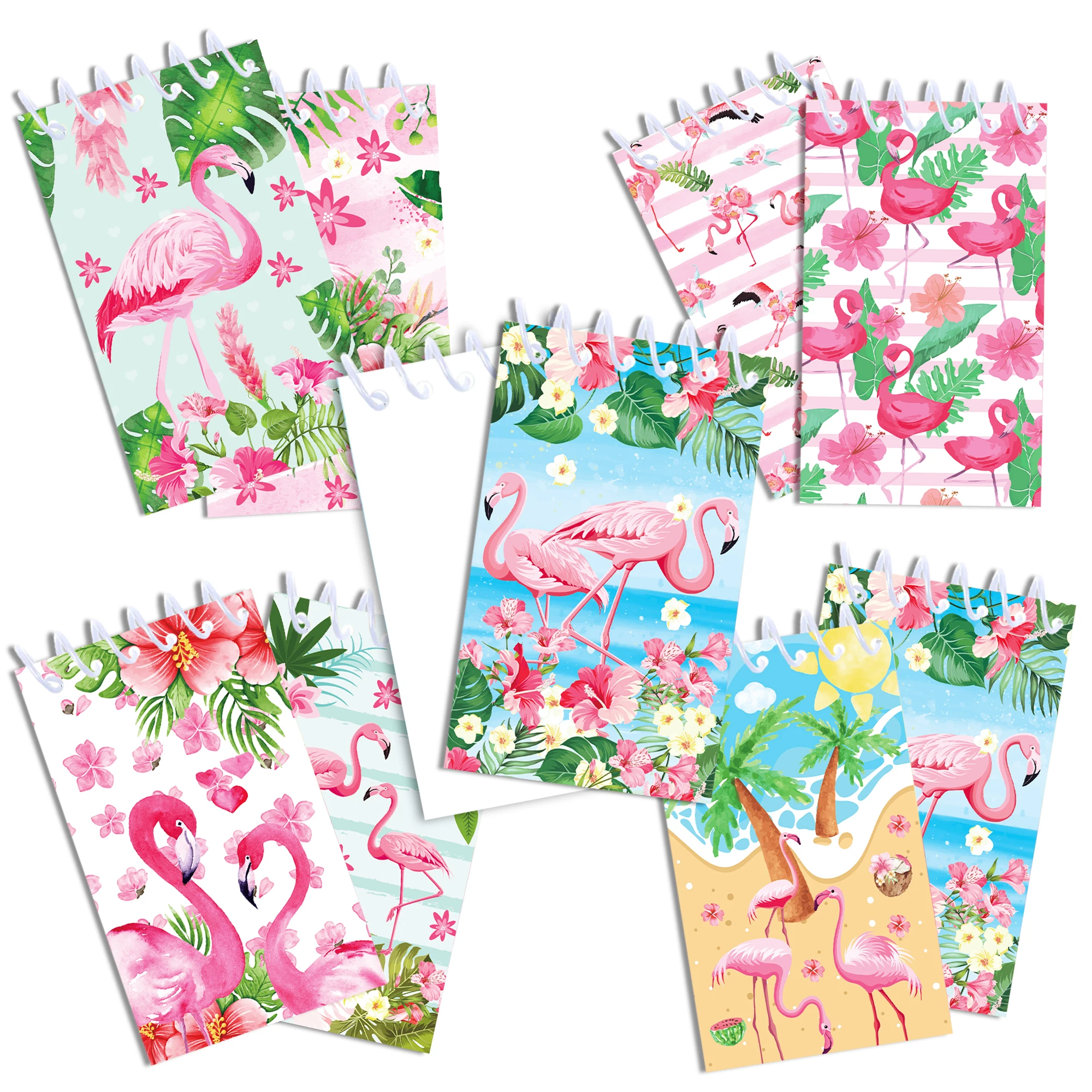 8pcs ฮาวาย Flamingo MINI SPIRAL Pocket Notebooks MeMO Pad COIL หนังสือเล่มเล็ก Notepads สําหรับเครื่องเขียนไดอารี่โรงเรียนปาร์ตี้ฤดูร้อน