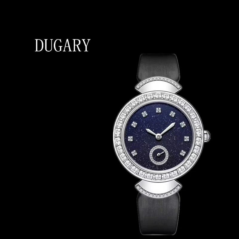 DUGARY Fashion quartz watch blue for women 33mm Waterproof luminous crystal brand Wristwatch Japanese movement clock new