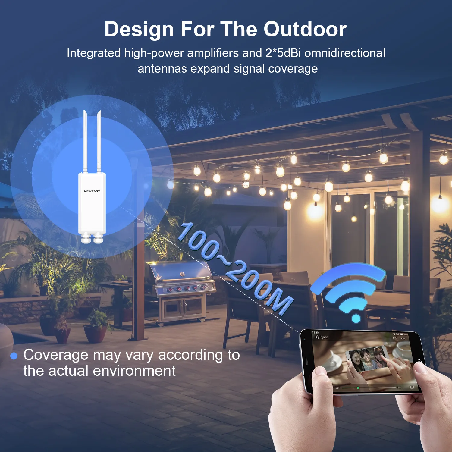 Ripetitore WiFi NEWFAST 1200Mbps Dual Band Con 4 Antenne E Display LCD – Modalità Router/AP/Repeater