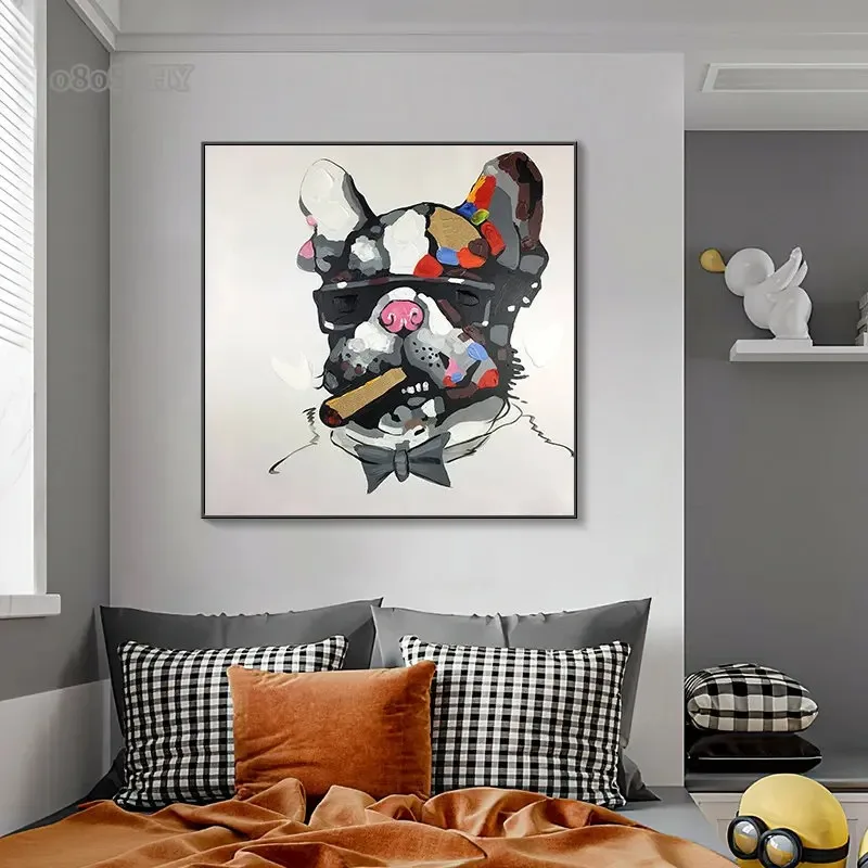 Abstract Grappig Franse Bulldog Aap Varken Paardendieren Kunst Canvas Schilderij Posters Afdrukken Nordic Pets Muur Art Foto Home Decor