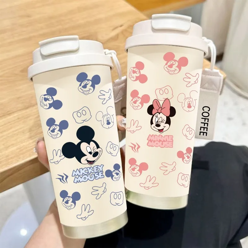 Disney cartoon Mickey Minnie straw thermos cup creative student large-capacity double drinking sports water cup holiday gift