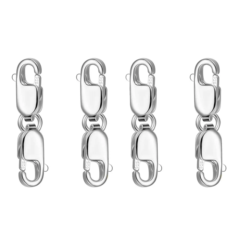

M11K-4PCS двойная застежка-лобстер 10 мм, застежка из стерлингового серебра с двойными когтями, застежки для браслета, ожерелья, удлинитель