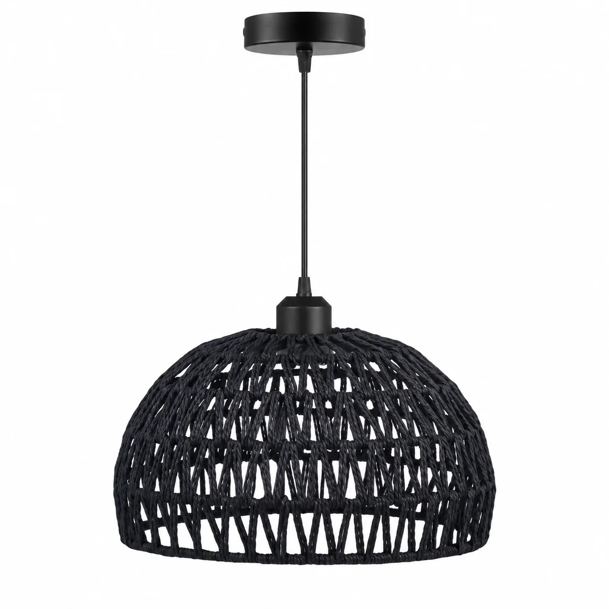 JOYINLED Boho Rattan Wicker Natural Pendant Light Fixtures Dia 30CM for Reading Nook, Bedside, Alcove, Nursery, Sunroom, Library