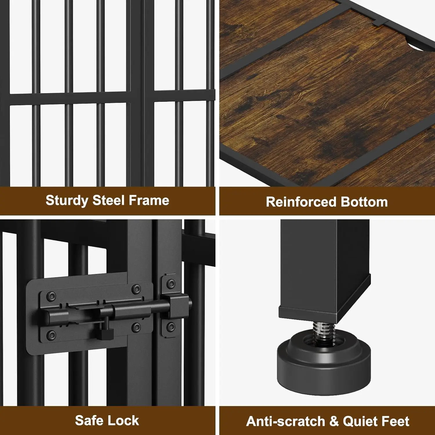 Móveis de caixa para cães dobráveis, sem montagem, canil decorativo para cães internos, caixas para cães grandes (35-60 lb), cachorro de madeira