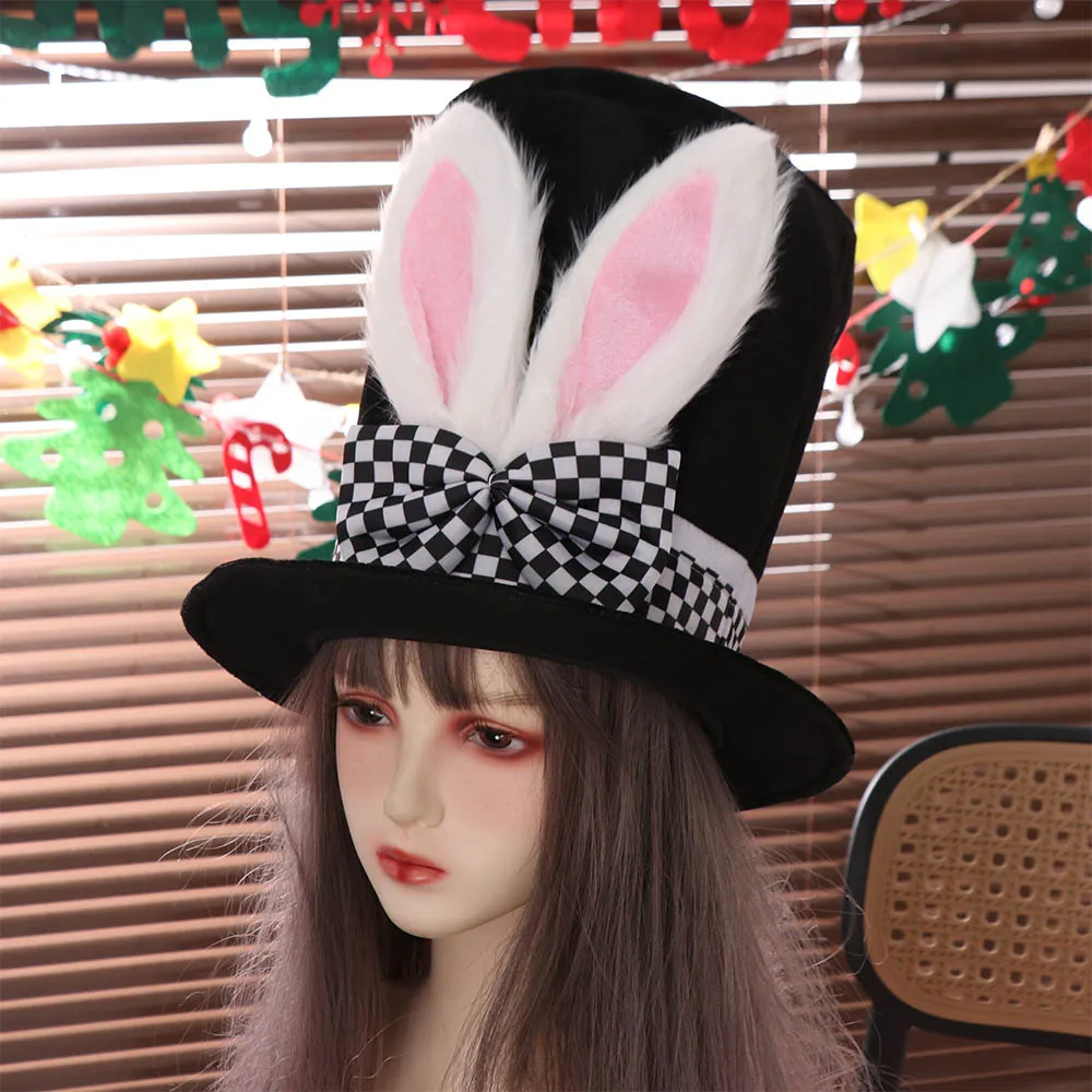 Creative Realistic Easter Bunny Cosplay Props Funny Velvet Rabbit Ear Hat Party Performance Property