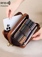 MIYIN Women's Double Zipper Long Wallet RFID Blocking Premium Leather Large Capacity Vintage Clutch Multi-Function Wristlet Bag - Image 4