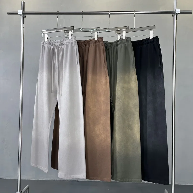 MAQVOB EU US Size Luxury Casual Pants Oversize European And American High Street Wide-Leg Casual Tie-Dye Distressed Sweatpants