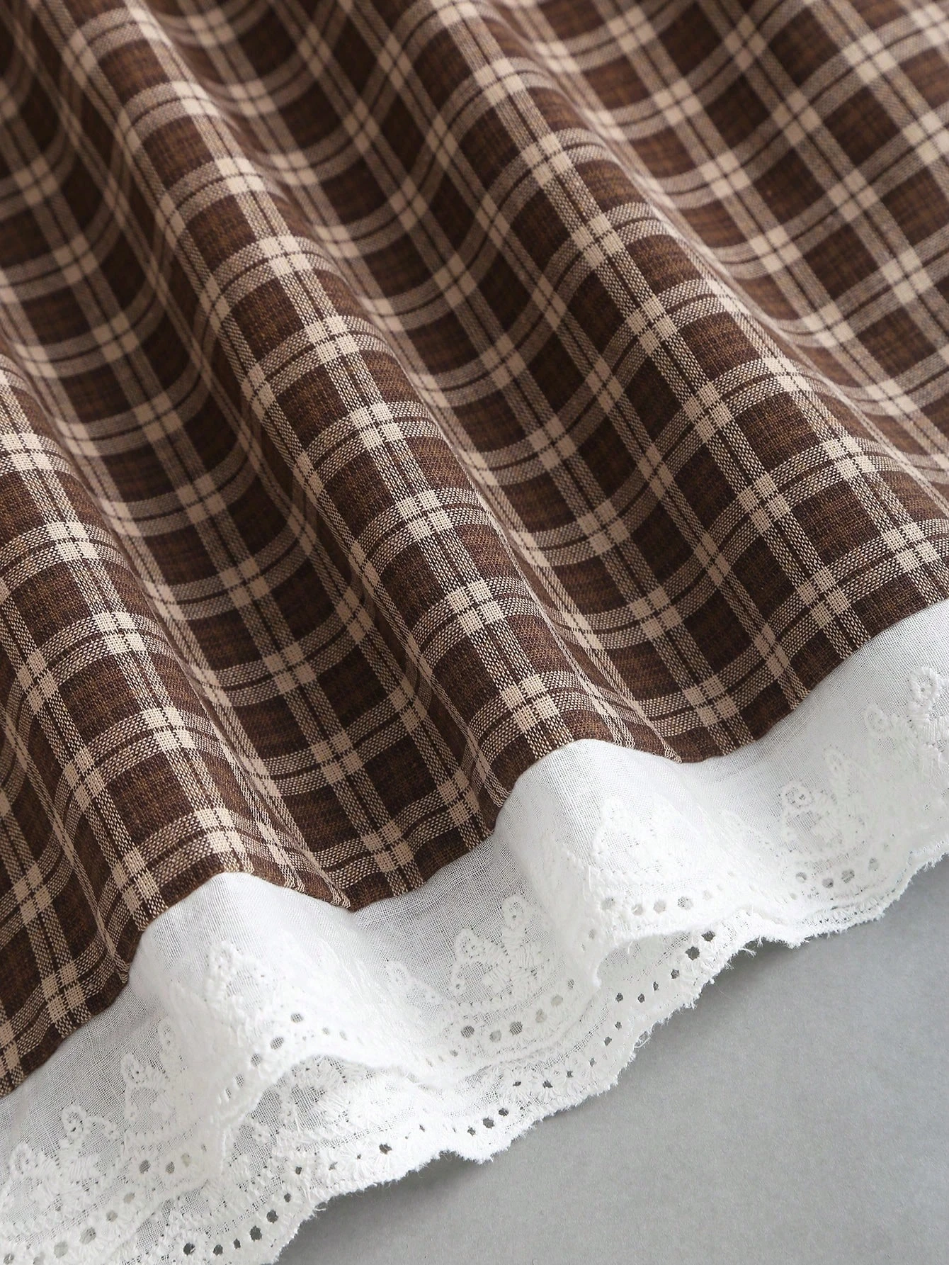 Plus-Size French-Style Plaid Design, Retro College Style, Layered Hem with Sweet Lace, New Spring and Autumn Fashion, Bow Decoration, Fresh and Elegant Women's Skirt image 5