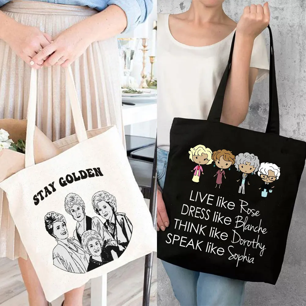 Golden Girls Pattern Printed Tote Bag Women Harajuku Shopper Handbag Girl Shoulder Shopping Bag Lady Canvas Bag Canvas Tote