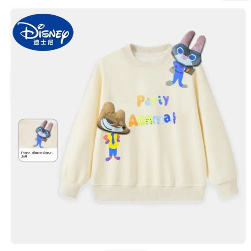

Disney 2025 Kids' Cotton Sweatshirt - 3D Animal Plush Design, Cute Cartoon Long-Sleeve Top for Spring & Autumn