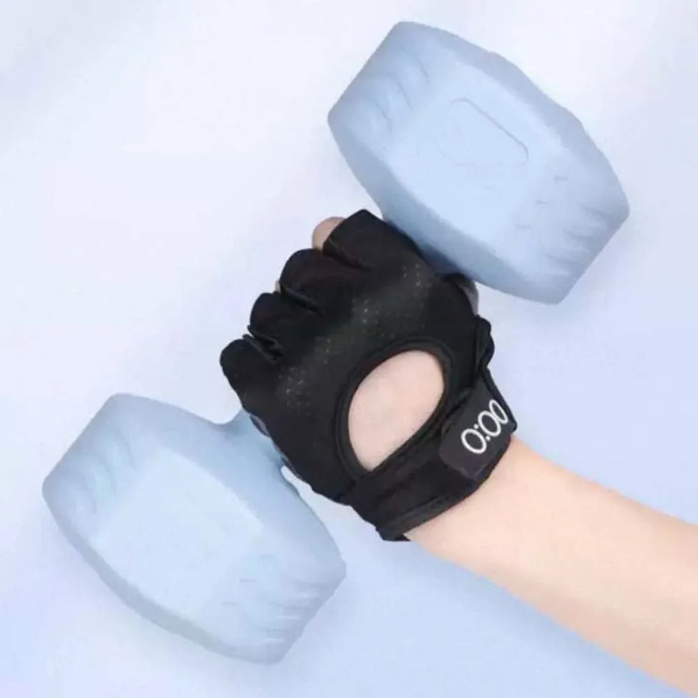 

Breathable Cycling Gloves Anti-slip Anti-lost Fitness Gloves with Wrist Band Silicone Half-finger Mittens Exercise