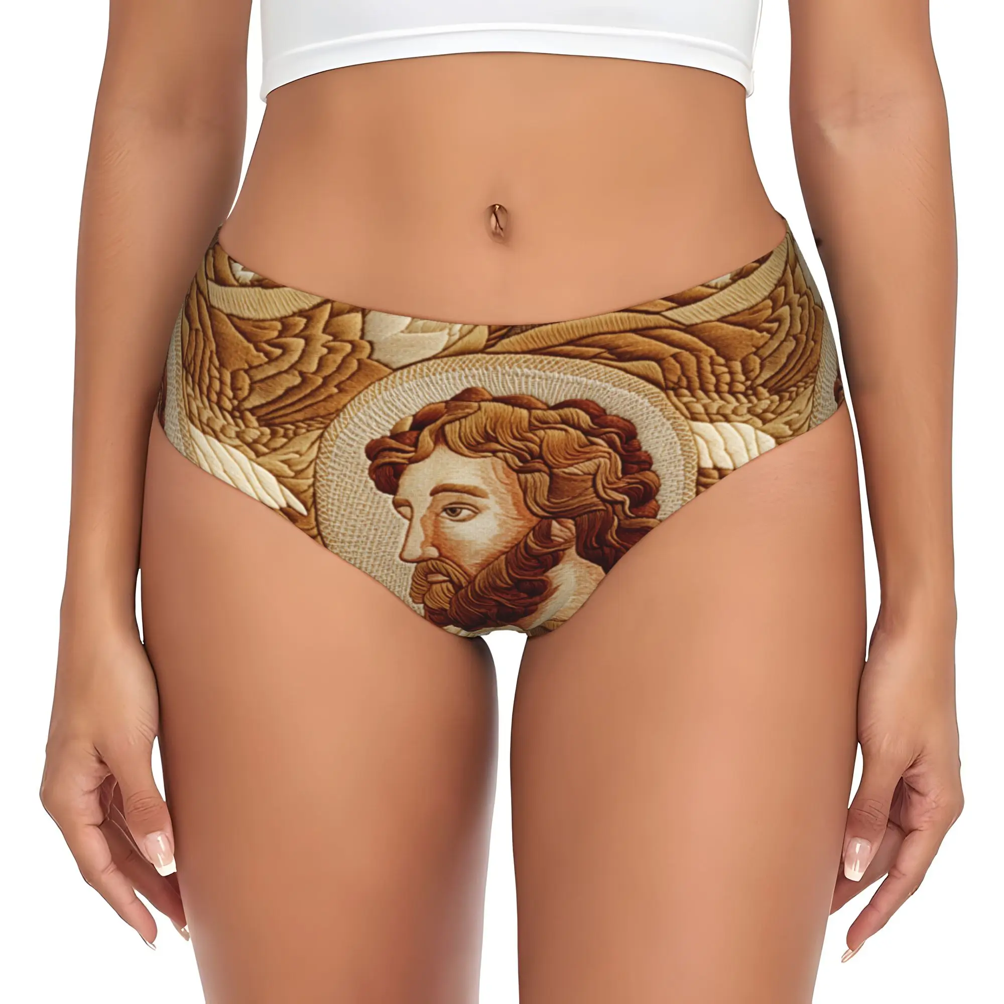 Saint Joseph Golden Thread Religious  Brief Panties Women's Breathable Stretch Aubusson Tapestry  Underwear