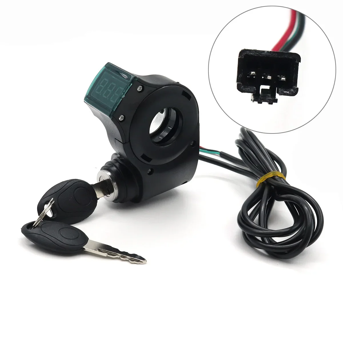 Electric Bicycle Throttle Control Handle With Key Lock Digital Power Switch E Bike Battery Voltage Display Indicator