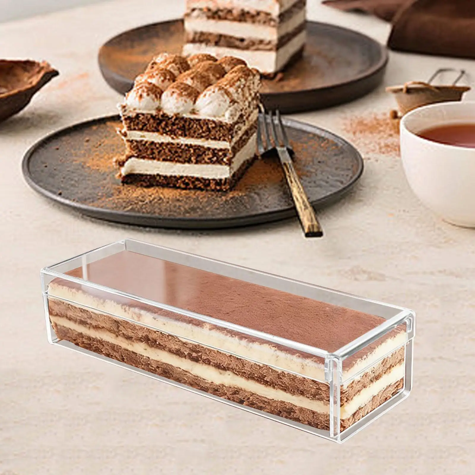 Tiramisu Container Rectangle Sturdy Versatile Lightweight Baking Supply Dessert Carrier with Lid for Wedding Birthday Kitchen