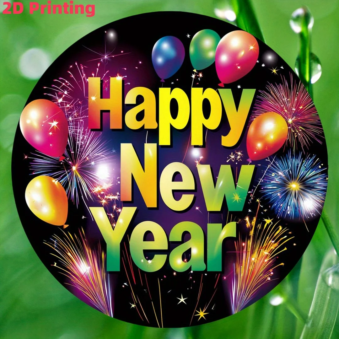 2D plano, 1 pieza de fuegos artificiales retro y globos decoración de pared-señal colgante de madera redonda adecuada para decoración artificial para interiores/Ou