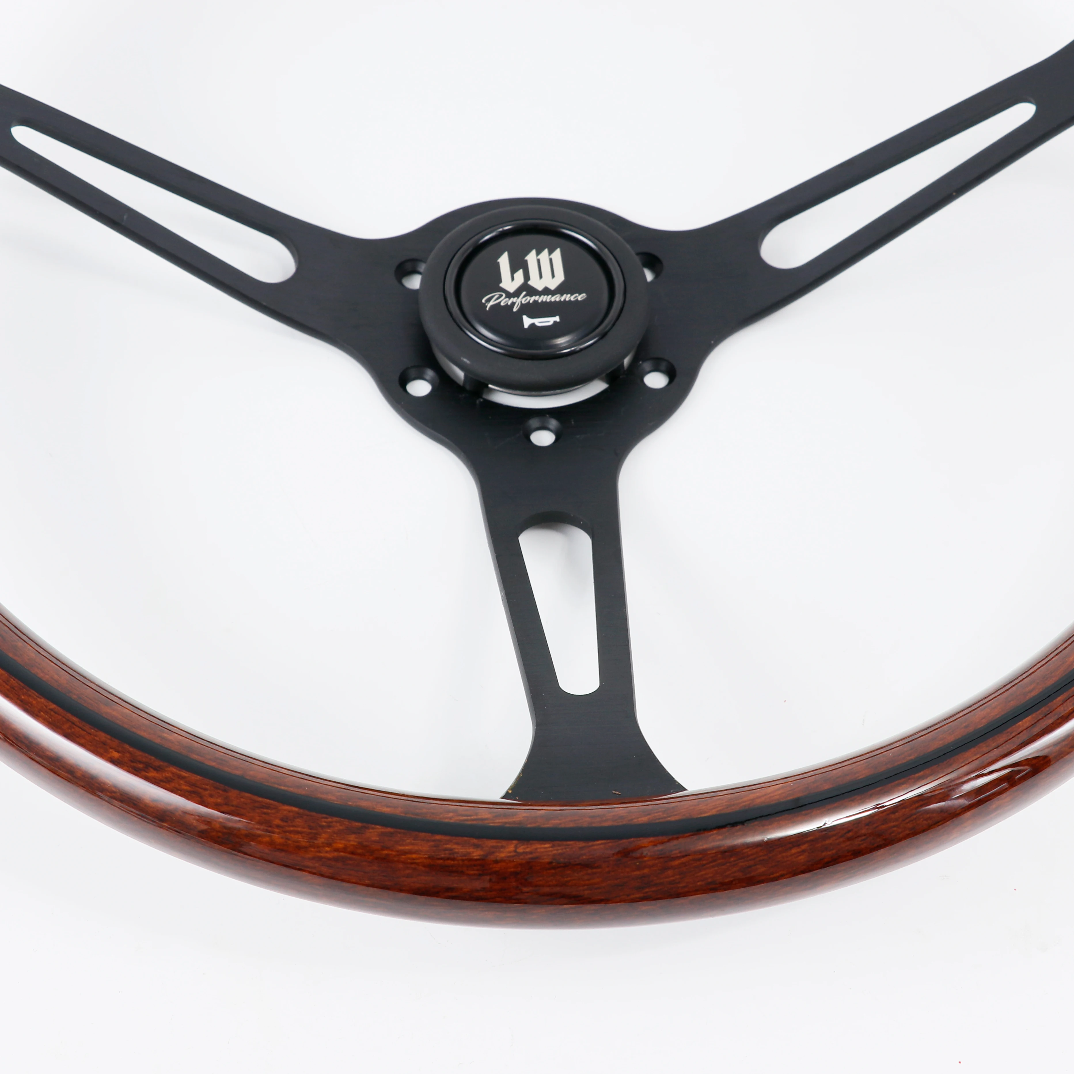 LW Classic 15inch 380mm Woodgrain Mahogany Wood Mid-Deep Steering Wheel view 6