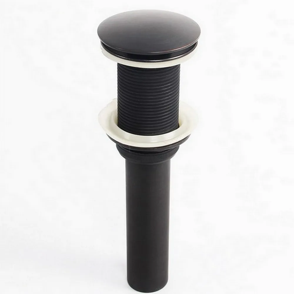Black Color Brass Large Round Cap Pop Up Bathroom Sink Basin Waste / Drain Without Overflow Bathroom Accessory msd022