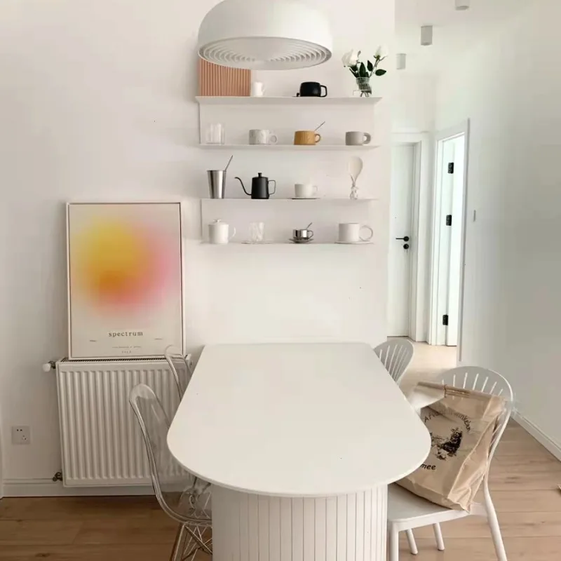 

White Iron Wall Shelf Minimalist Floating Shelf for Kitchen & Dining Room Linear Partition Cup Rack Space Saving Display Shelf