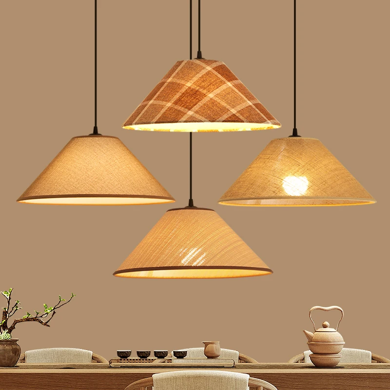Japanese Wabi-sabi pendant lamp Creative Personality Modern Dining Room Living Tea Room Zen Breakfast Medieval Fabric Chandelier