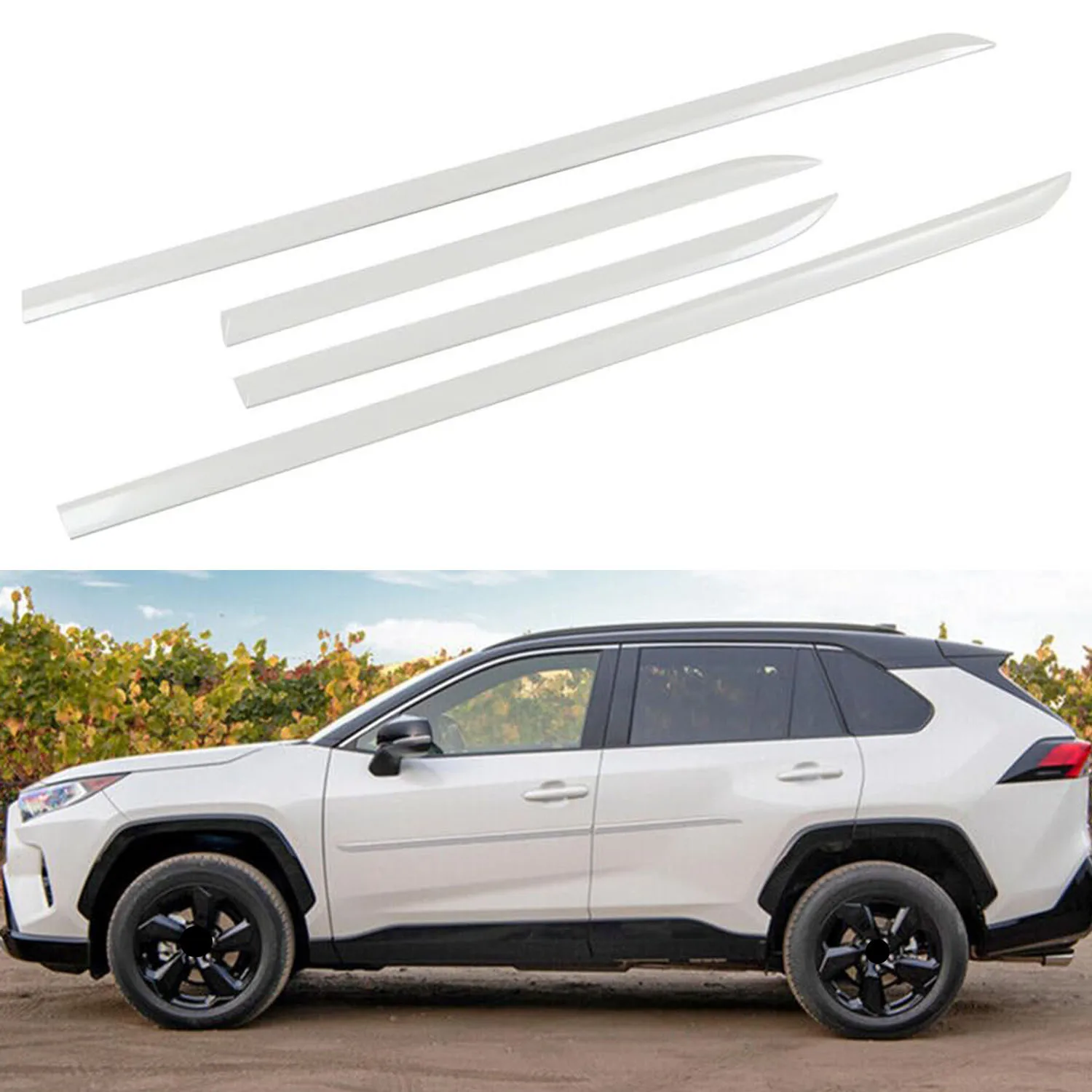 

For Toyota RAV4 2019-2024 Exterior Car Side Door Body Molding Bump Protector Edge Guards Molding Strip Cover Trim 4pcs