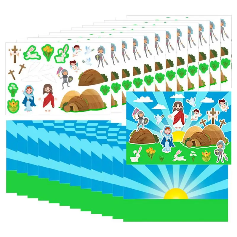 

Resurrection Sticker happy Easter Game Stickers Make Your Own Easter Jesus Scene Sticker Indoor Bible Games Activities
