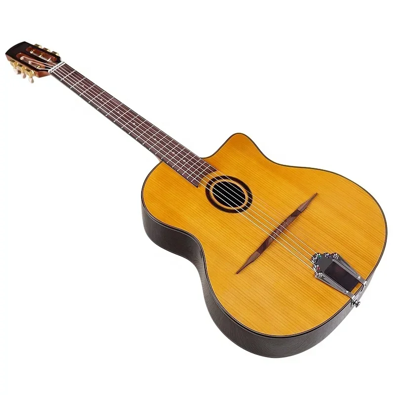 Gleroy 41\'\' Gypsy Jazz Guitar Natural Acoustic Guitar Longitudinal Oval Sound Hole