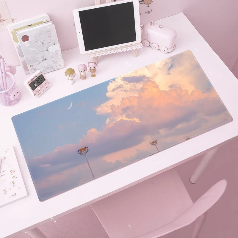 Mouse pad girls large pink office custom cute cartoon soft table pad ins wind simple and fresh keyboard pad