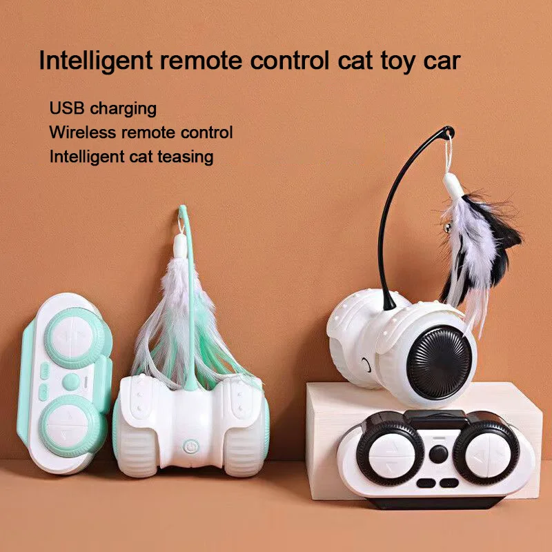 

Intelligent Remote Control Sensing Cat Toy Car, Feather Cat Toy Stick, Interactive And Stress Relieving Pet Cat And Dog Toys