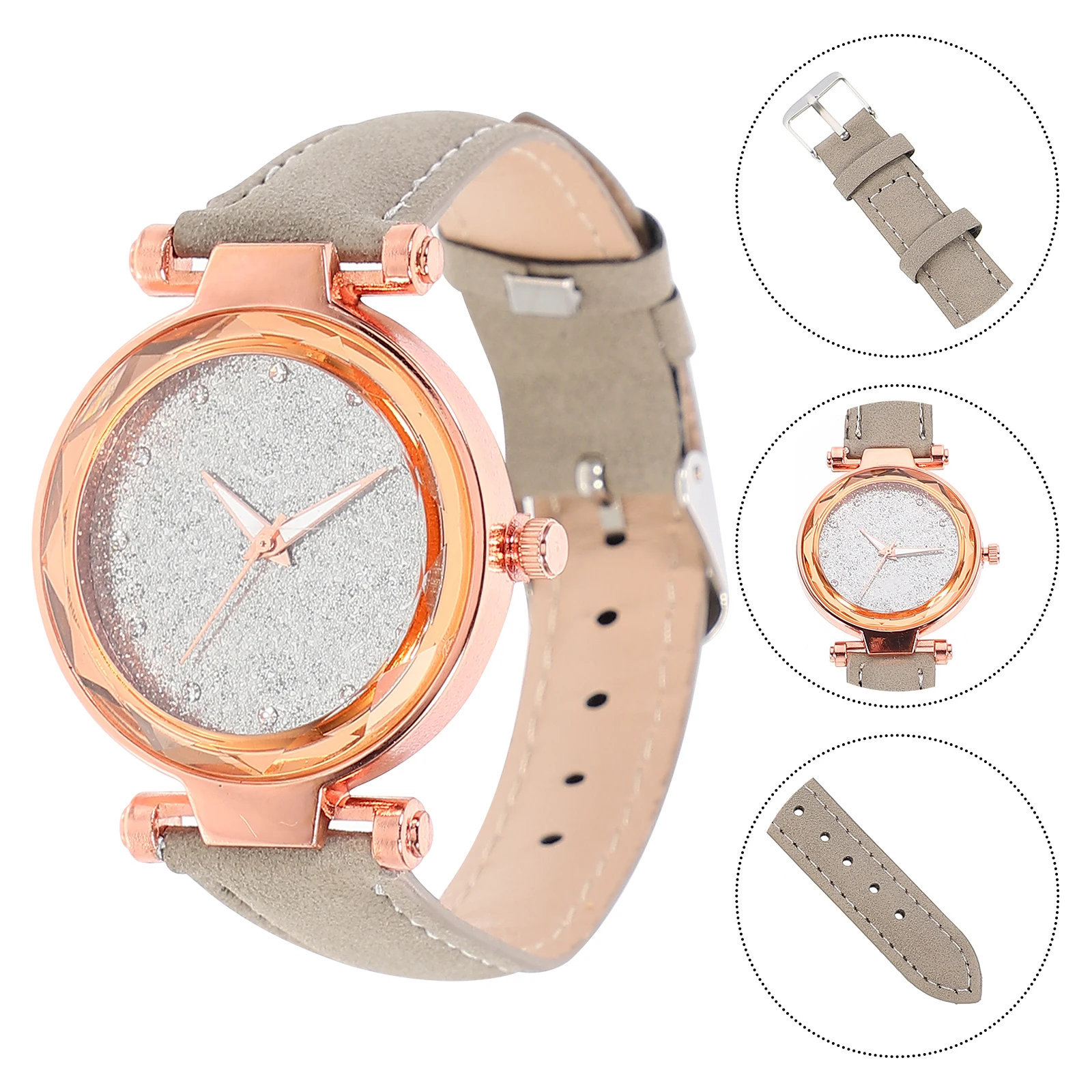 

2 pcs Luminous Watch Grey Frosted Wristwatch Modern Creative Couple Unisex Lovers Gift Eco Suede Durable Glass Retro Classic