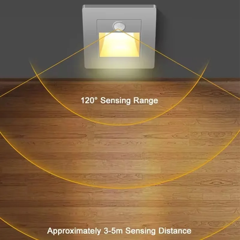 PIR 모션 감지기 센서 LED 계단 조명, 적외선 인간 유도 램프, 오목한 계단 사다리 계단 침실 야간 조명