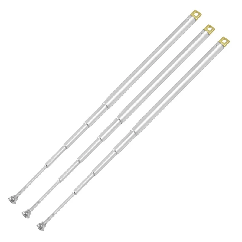 3Pcs 307Mm 12 Inch 5 Sections Telescopic Antenna Remote Aerial For FM Radio TV