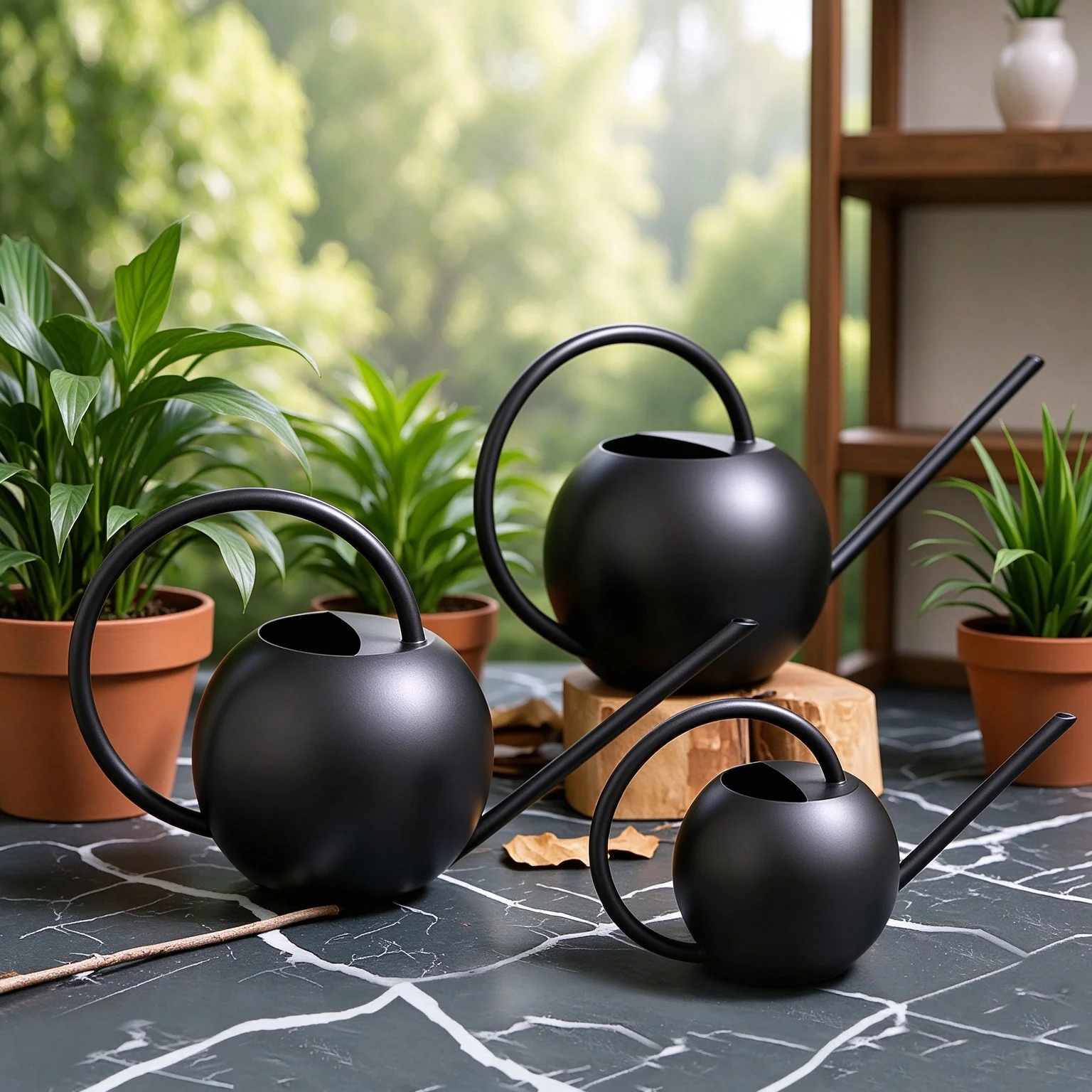 Stainless steel long mouth watering kettle household shower pot gardening big spray kettle metal sprinkling kettle water jug