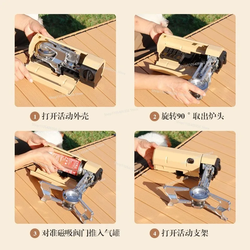 For  Cassette Outdoor Folding Portable Camping Household Cooker Gas Stove Fire and Windproof ,Only Stove