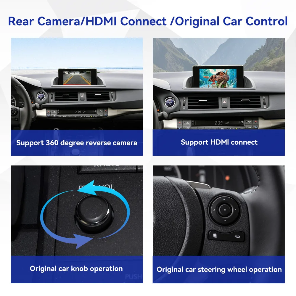 وحدة Carplay الذكية اللاسلكية لكزس CT 2014-2020 بوصة صندوق فك التشفير أندرويد السيارات لينك الهواء اللعب