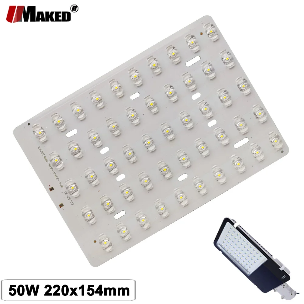 LED PCB Street Lights Aluminum Plate Replace High Bright San'An SMD 3030 Chips 140-150LM/W 50W 197X147MM For Outdoor Lamps DIY