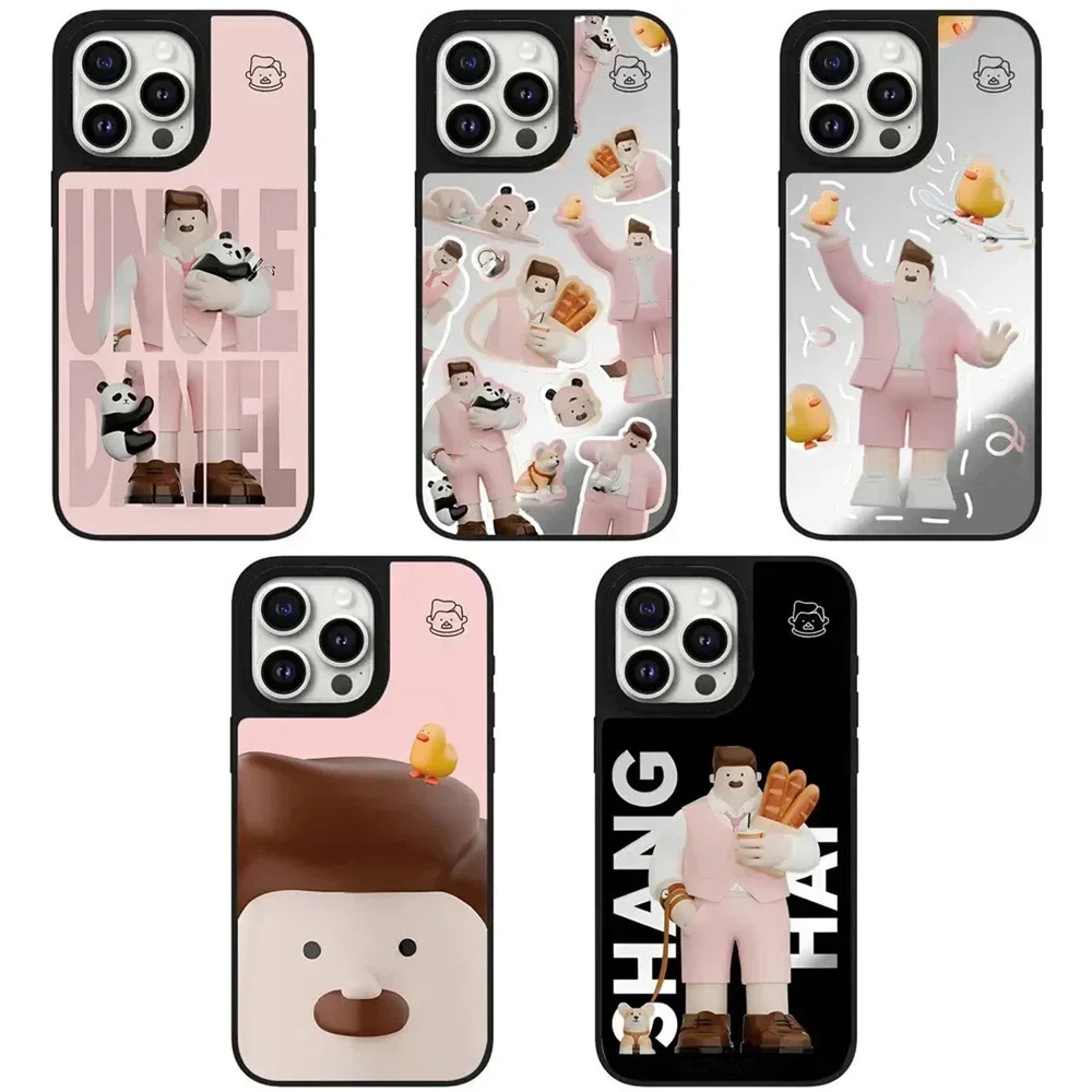 Cute Uncle Mirror Magnetic iPhone 11 12 13 15 14 Pro Max Protective Case, Fits iPhone 15 Pro Max