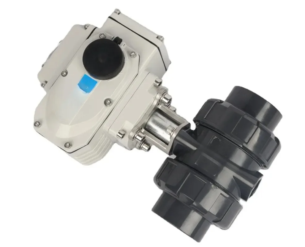 2 Way Motorized Valve Electric Control Actuator PVC Ball Valve Motor Operated Valve with Manual Override