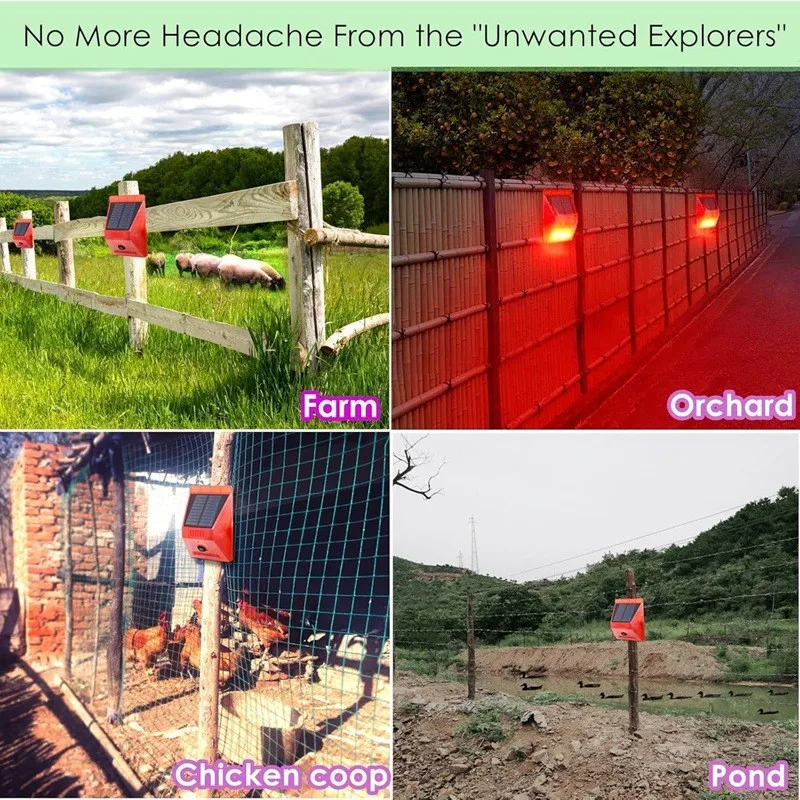 Infrared Motion Sensor Solar Alarm Light, Warning Flash Light With Remote Control For Home Security