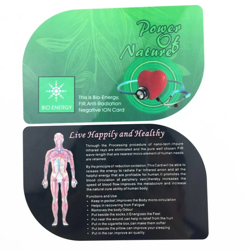 Custom  Anti radiation Healthcare Negative Ion PVC Bio Energy Card For Body Healthy