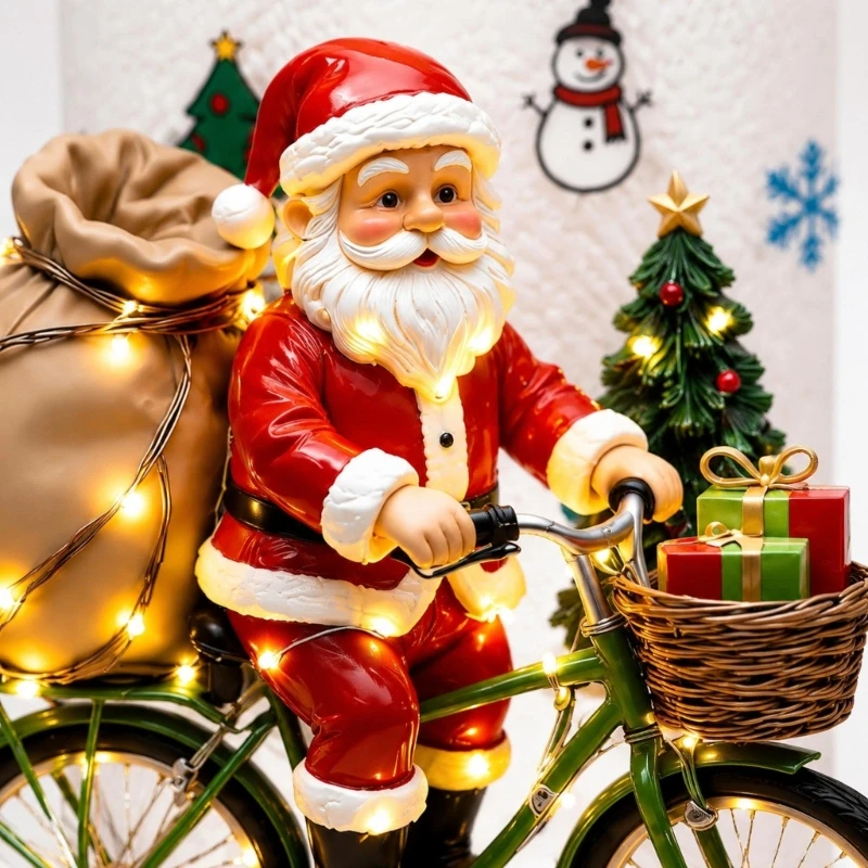 Clear Acrylic Santa Riding a Bike Paper Towel Holder Adds Christmas Character to Kitchen Counters with Colorful Printed Artwork