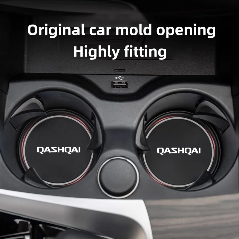 For Nissan Qashqai J10 J11 2pcs Non-Slip Car Coaster Cup Slot Pad Silicone Mat Interior Water Cup Holder Mats Auto Accessories